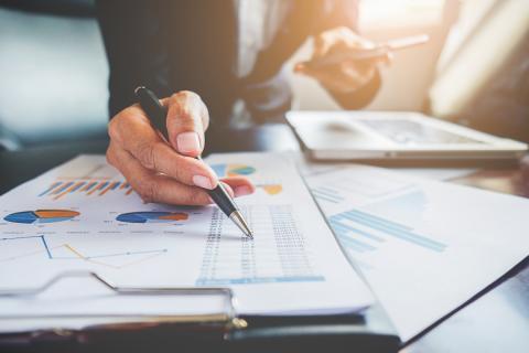 Graphique de données budget. Illustration rubrique achats publics